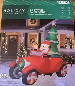 Gemmy 7,5 Fuß Weihnachtsmann im LKW Weihnachten aufblasbar mit Rentier & Baum Neu - Bild 1 von 3