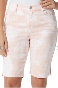 Women's GLORIA VANDERBILT Coral Tye Dye Midrise Bermuda Shorts Size 8 NWT - Picture 1 of 7