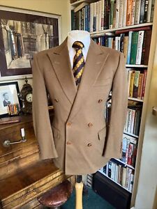 Neal & Palmer of Piccadilly Arcade Camel Double Breasted Cashmere Blend Blazer
