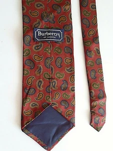 cravatta uomo seta vintage Burberry Of London Maroone Paisley lunga 57" - Foto 1 di 3