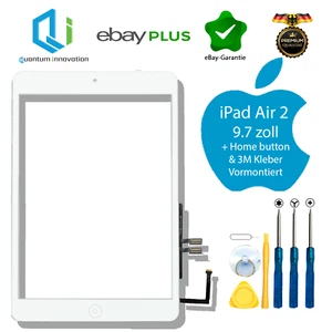 Apple iPad 6 2018 A1893 A1954 Display Glas Touchscreen 9.7 Zoll Home Button weiß - Afbeelding 1 van 2