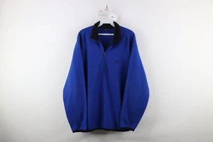 Vtg 90s Guess Mens Small Distressed Spell Out Half Zip Fleece Pullover Sweater - Picture 1 of 17