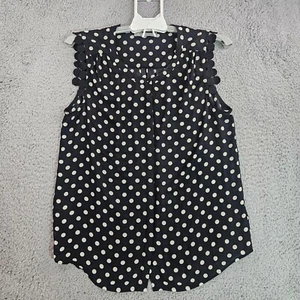Daniel Rainn Sleeveless Top Womens Medium Polka Dot Black White - M - Picture 1 of 13