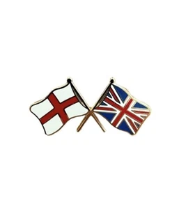 StGeorge and Union Jack flags badge crossed flag enamel double pin badge - Picture 1 of 3