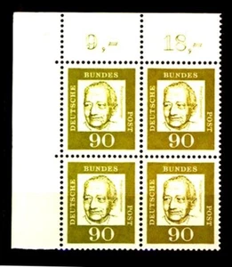 BUND bed. Deutsche (y) 90 Pf. **, Mi. 360 - Eckrand-Vierer o.l. postfrisch - Bild 1 von 1