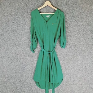 Trenery Womens Dress Size 12 Green Belt V-Neck - Picture 1 of 11