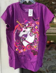 Mädchen Kinder T-Shirt Place M 7-8 lila SS Halloween Einhorn Zuckermais C - Bild 1 von 6