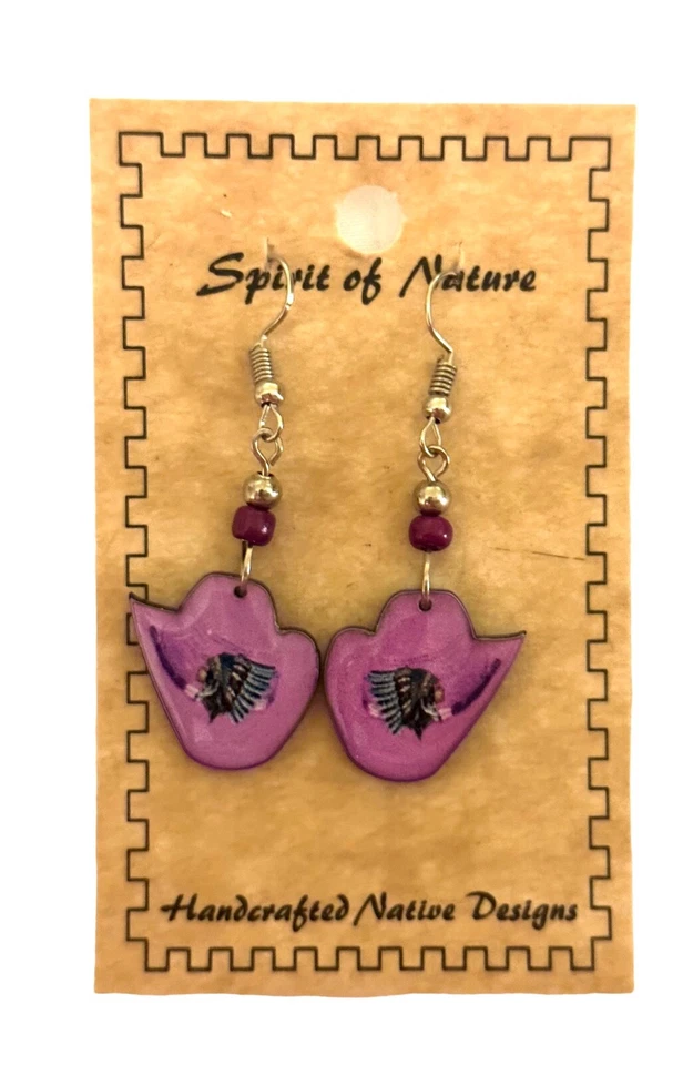 Spirit of Nature Earrings  COWBOY HAT - pink- Native American -beads-french wire Foto 1 de 1