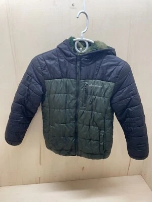 Boys Eddie Bauer Kids Reversible Hooded Parka Puffer Jacket Fur Lined Green - Image 1 of 4