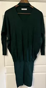 Neu ohne Etikett Zara schickes grünes Oversize-Pulloverkleid Dolman tailliert sexy V-Ausschnitt Small S - Bild 1 von 5