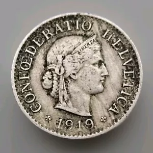 1919 Switzerland 5 Rappen Old World Coin KM 26 (stk106) - Picture 1 of 3