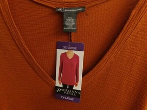 Top túnica térmica gofre naranja profundo Adrianna Papell mujer XXL $49 50" pecho - Imagen 1 de 7