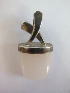 STERLING SILVER & ROSE QUARTZ SLIDE PENDANT 1 3/8" Long - Picture 1 of 9