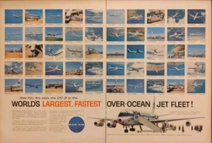 Pubblicità stampata Douglas DC-8 Pan America Airlines 1960, più grande e veloce - Foto 1 di 1
