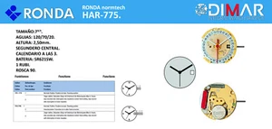 MOVIMIENTO SWISS RONDA CAL. 775. NORMTECH. - Imagen 1 de 3