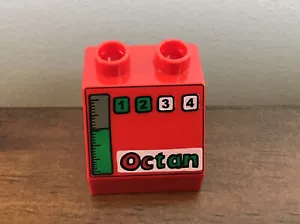 LEGO DUPLO RED Brick Replacement Piece Octan 1 2 3 4 Gas Gauge Slope 45 Train - Picture 1 of 6