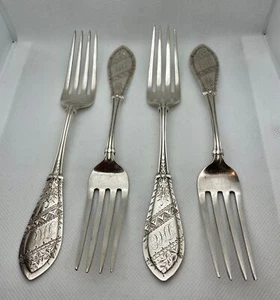 Sterling Whiting Italian-J Dinner Forks 7 5/8"  Set of 4 -Mono & Date - LS - Bild 1 von 5