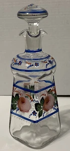 Gorgeous Antique Bohemian Glass Hand Painted 11.5” Blown Crystal Decanter  - Picture 1 of 10