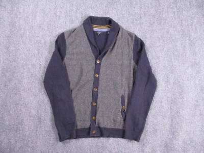 Cárdigan Ted Baker Para Hombre Mediano Negro Gris Chal Suéter Abuelo Abotonado Foto 1 de 4