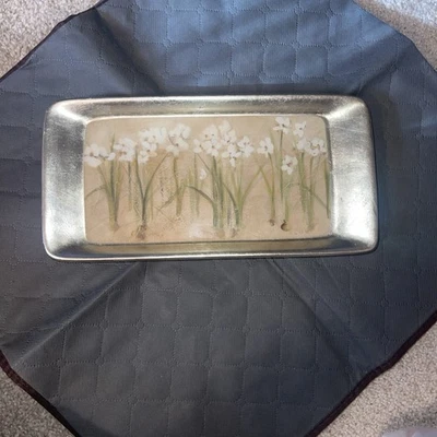 Bandeja de tocador Croscill Orchids & Narcissus de cerámica de 12,25" x 6,25" Foto 1 de 2