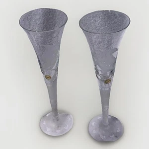 Vintage Disney Ingrid Pepe Le Pew & Penelope Bohemia Crystal Champaign Flute Set - Picture 1 of 8