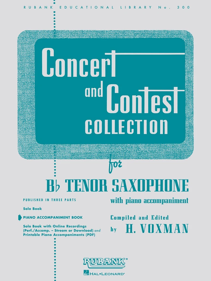Concert & Contest Collection for Bb Tenor Saxophone Solo Piano Music Rubank Book - Image 1 of 1