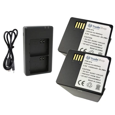 TRADE-SHOP Set: 2x Akku 14000mAh + Dual Ladegerät für Arlo Pro 3 Floodlight, Pro 4X, Pro 5S