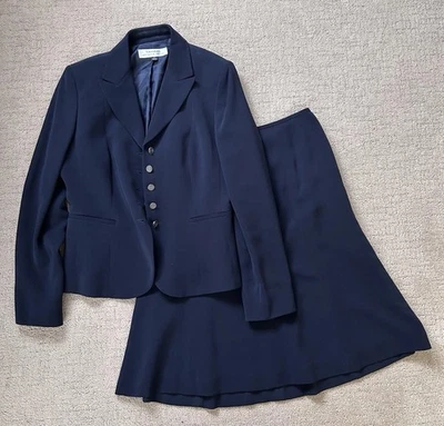 Traje Falda Tahari Arthur S Levine Azul Marino 2 Piezas ~ Talla 8 ~ Sin Defectos ~ Usado en Excelente Condición Foto 1 de 4