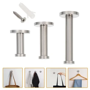3 Pcs Coat Hook Wall-Mount Robe Hooks Stainless Steel for Hanging - Picture 1 of 12
