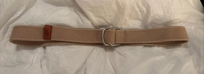 Cinturón Polo Ralph Lauren 46 Beige Lona Cuero Hebilla Rodillo Foto 1 de 4