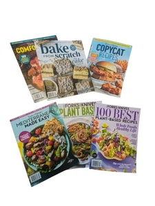 NEW Fork Over Knives.Bake From Scratch.Taste Of Home. Cooking Magazine Lot Of 6 - Picture 1 of 7