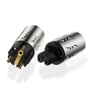 Viborg Pair Pure Copper Gold Plated EU Schuko HiFi Power Connector AC Power Plug - Picture 1 of 10