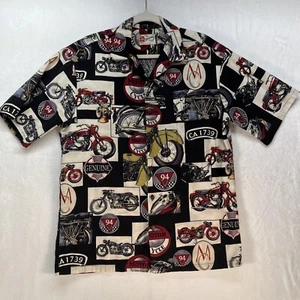 VTG Hilo Hattie Hawaiian Original S/S Button Down Men’s Sz Large Motorcycles - Picture 1 of 8
