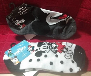 Mickey & Minnie Mouse Socks Shoe Size 4-10 NEW women girls ~2 PAIRS~ - Picture 1 of 9