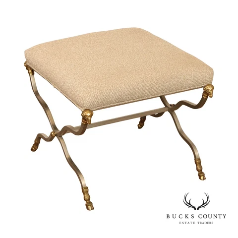 Maison Jansen Attributed Directoire Style Ram's Head Stool Cover
