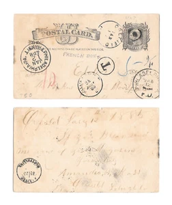 1885 Orefield PA UX5 to France Bullseye SOTN Numerous Tramsit Postal Marks - Picture 1 of 3