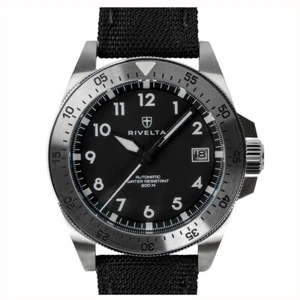 RIVELTA METRODIVE Automatik Stahl Schwarz Silber Datum Saphir Herren Uhr - Bild 1 von 7