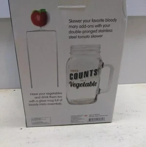 Mason Jar Mug & Skewer Set DCI Bloody Mary "This Counts As A Vegetable" 32 oz. - Picture 1 of 6