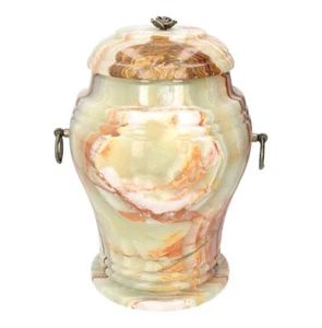 Schöne Naturstein Onyx Urne mit Rose Unikat Mensch Einäscherung Urne - Bild 1 von 9