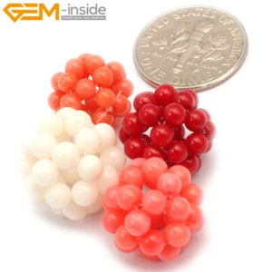 Red Orange White Coral Beads 12mm Ball Loose Jewelry Making 2pcs Supplies - Picture 1 of 25