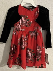 Three Pink Hearts Girls Shrug & Dress Size 4 Original $65 Holiday Christmas NWT - Picture 1 of 4