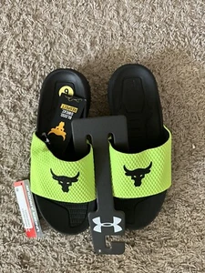 Under Armour UA Project Rock Slides 2.0 Volt Green Black Michelin Wild Gripper - Picture 1 of 5
