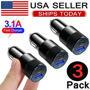 3Pack 2 Port PD USB-C Fast Charging Car Charger Adapter For iPhone For Samsung - Picture 1 of 6