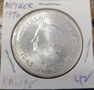 1945-1970 Netherlands 10 Gulden Silver Coin. - Picture 1 of 2
