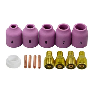 WP-24 TIG Torcia di Saldatura KIT Consumabili Lente Gas Collettore Corpo Ugello in Alluminio,14PK - Foto 1 di 4