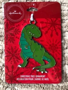 2019 - 2020 Hallmark metal esmaltado árbol de Navidad verde dinosaurio T-REX NUEVO - Imagen 1 de 2