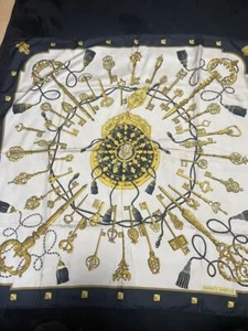 HERMES Carre 90 Multicolor Key Pattern Scarf Silk 100% from JP Free Shipping - Picture 1 of 3