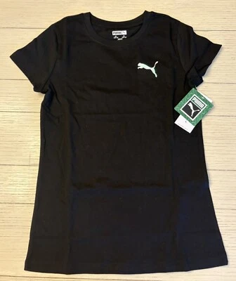 Nuevo con etiquetas Top Puma Niñas Talla Grande 10-12 Negro Manga Corta con Logo Foto 1 de 4
