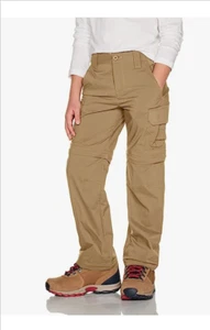 CQR Youth Hiking Convertible Zip Off Cargo Pants UPF 50+Quick Dry SM 8 Tan - Picture 1 of 8