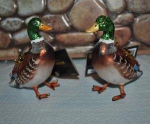 NUEVO ROBERT STANLEY S/2 Adorno de Vidrio de Navidad PATO ÁNADE REAL 4.75"L - Imagen 1 de 4
